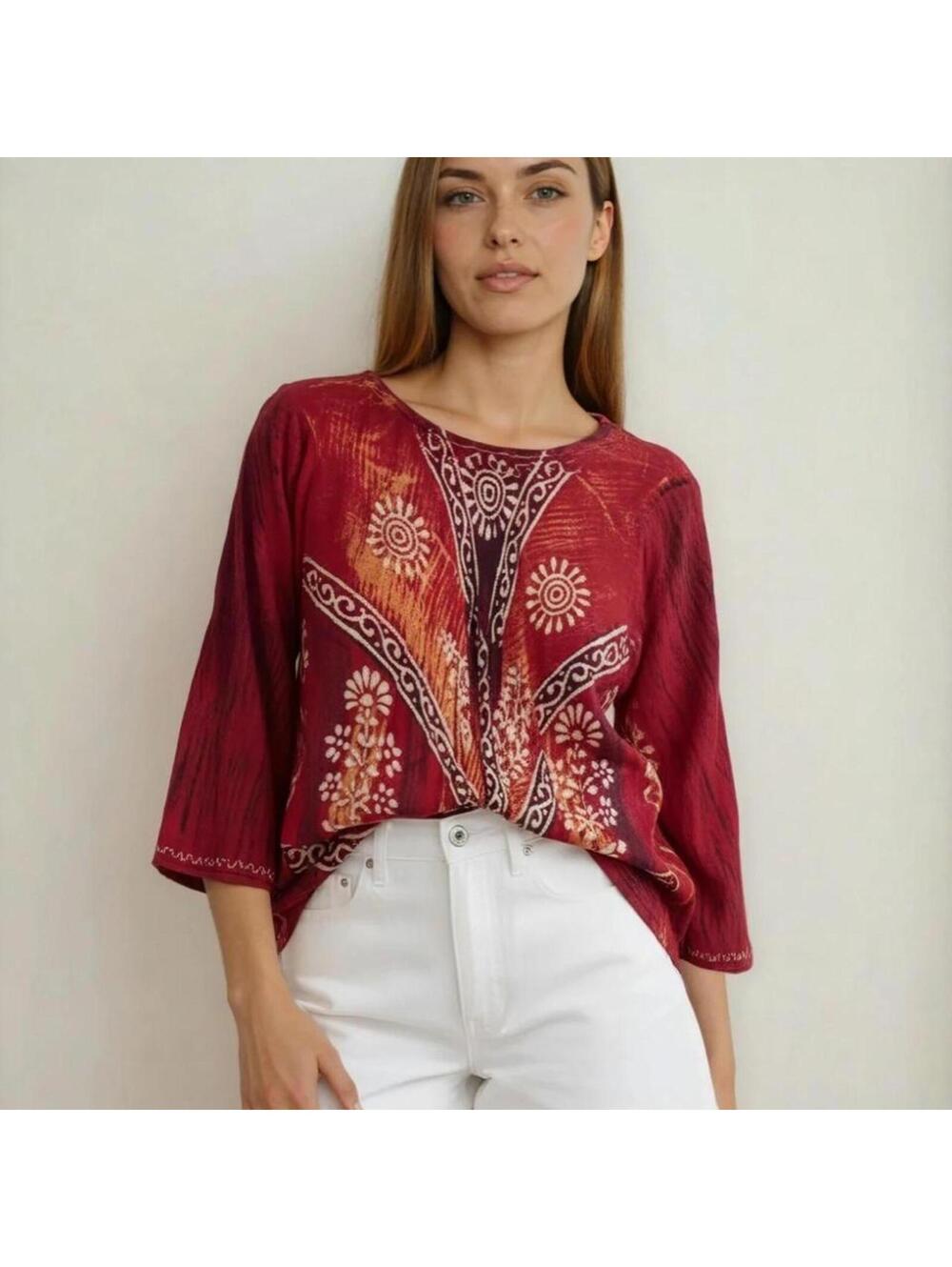 Women's Red and Burgundy Blous